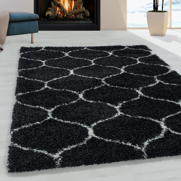 Salsa Shaggy Contemporary Anthracite Rug